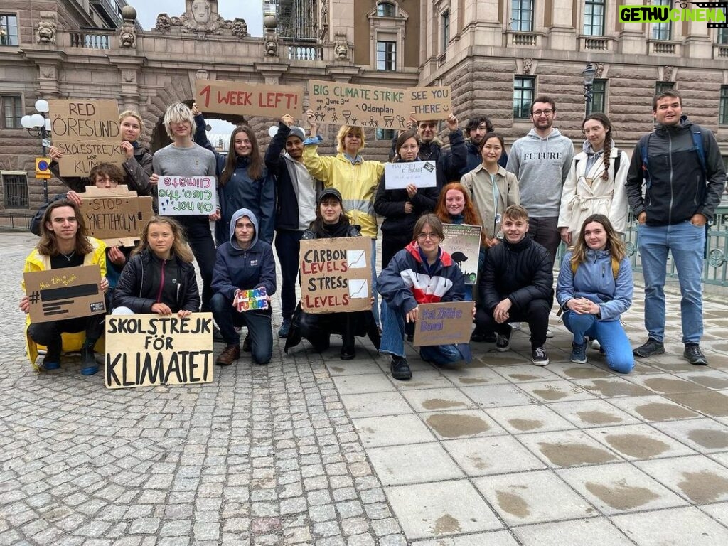 Greta Thunberg Instagram - School strike week 197. Only one week left until the big climate strike in Stockholm! See you at 13.00 on Odenplan! #FridaysForFuture #ClimateStrike #PeopleNotProfit #SchoolStrike4Climate Parliament House, Stockholm