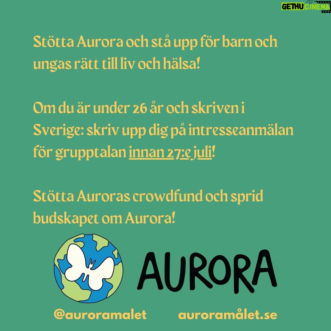 Greta Thunberg Instagram - Svenska staten måste stås till svars för sin bristfälliga och missvisande klimatpolitik. Även du kan vara med och kräva rättvis klimatpolitik i linje med forskningen! Om du bor i Sverige och är under 26 år kan du fram till 27e juli fylla i intresseanmälan för att vara med i en grupptalan mot svenska staten. Mer information finns i dessa slides samt på Auroras hemsida auroramålet.se Har du frågor kan du dm:a @auroramalet