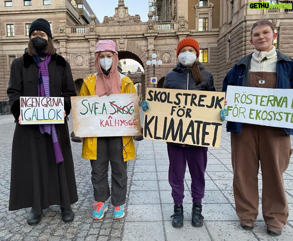 Greta Thunberg Instagram - School strike week 178. #FridaysForFuture #ClimateStrike #UprootTheSystem Parliament House, Stockholm