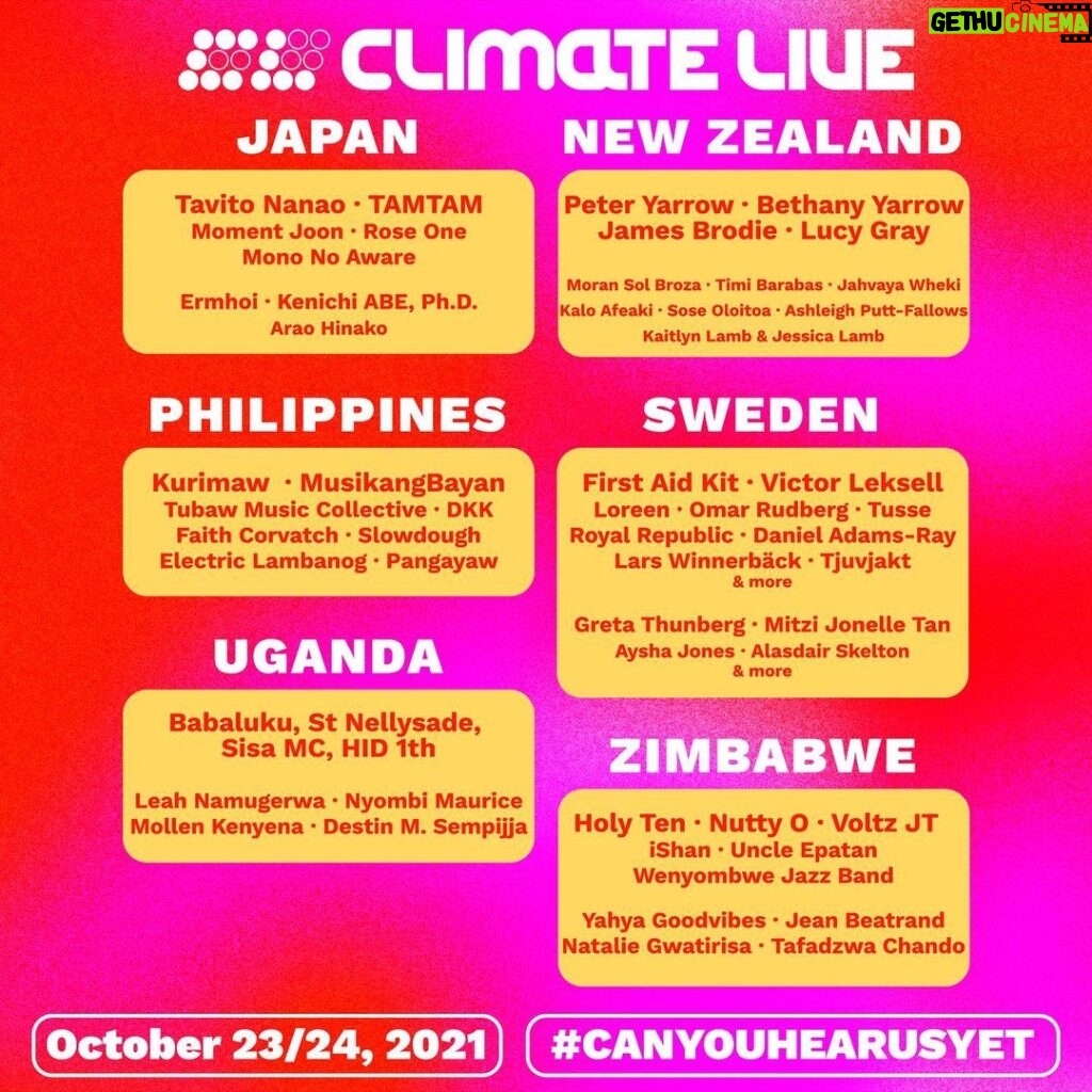 Greta Thunberg Instagram - Climate Live is live now as part of their 40 hour global live stream, conisiting of music events from 14 countries. You can watch it live at clmt.lv/live or over on @climatelive2021 . Climate Live aims to enlarge the global climate movement by engaging with youth through music, raising awareness of the challenges faced by MAPA, and pressuring world leaders to take action to combat the climate crisis. #CANYOUHEARUSYET #ClimateLive2021