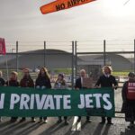 Greta Thunberg Instagram - This Saturday we were over 1000 people who blocked and disrupted the Farnborough airport - one of the busiest private jet airports in Europe - to protest against their planned expansion and against private jets. This airport has an average of 2,5 passengers per plane, and 40% of their flights fly empty. The fact that using private jets is both legally and socially allowed today in an escalating climate emergency is completely detached from reality. There are few examples that as clearly show how the rich elite is sacrificing present and future living conditions on this planet so that they can maintain their extreme and violent lifestyles. #BanPrivateJets #StopAirportExpansion #ClimateJusticeNow #MakePollutersPay 📸: Crispin Hughes Farnborough Airport