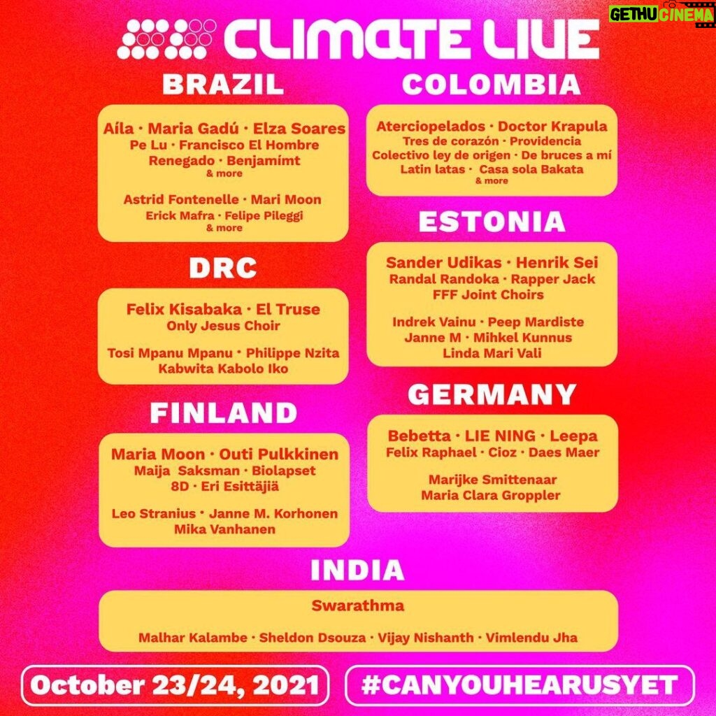 Greta Thunberg Instagram - Climate Live is live now as part of their 40 hour global live stream, conisiting of music events from 14 countries. You can watch it live at clmt.lv/live or over on @climatelive2021 . Climate Live aims to enlarge the global climate movement by engaging with youth through music, raising awareness of the challenges faced by MAPA, and pressuring world leaders to take action to combat the climate crisis. #CANYOUHEARUSYET #ClimateLive2021