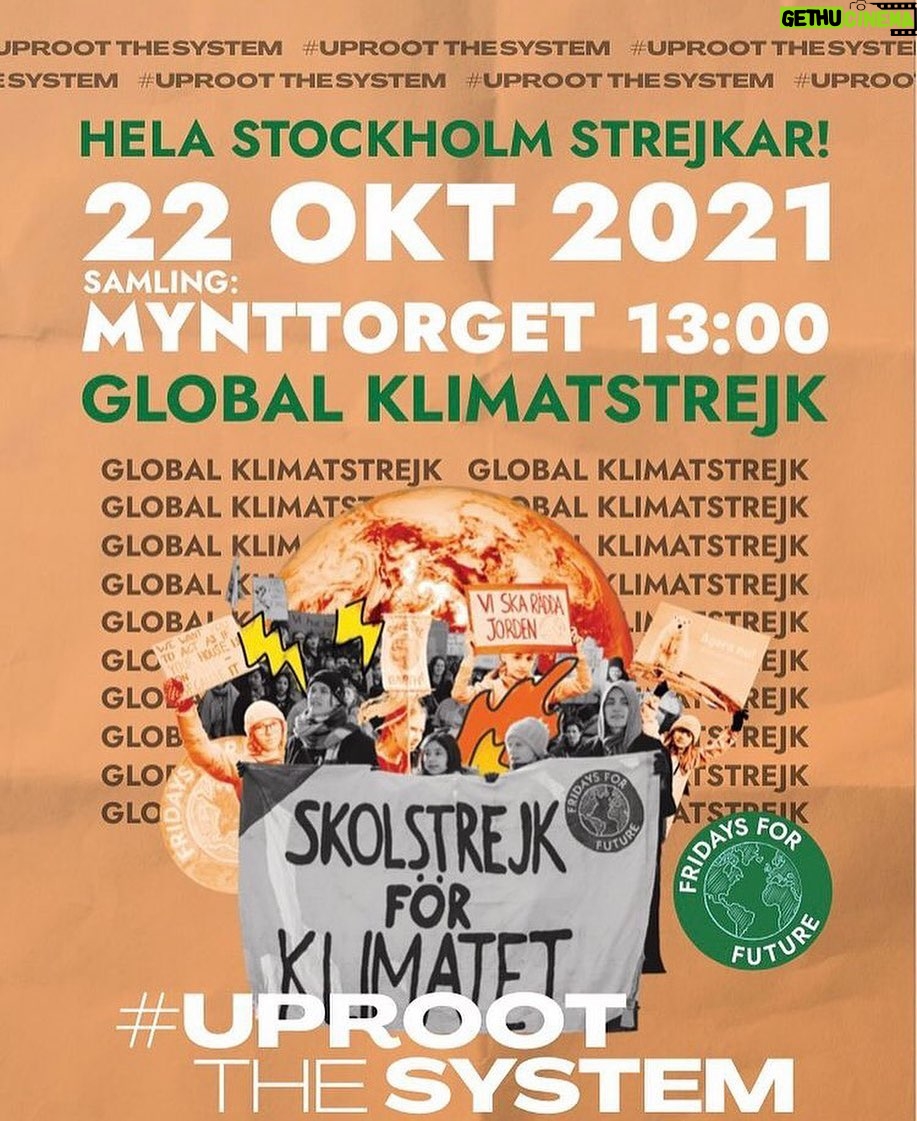 Greta Thunberg Instagram - Klimatstrejk i Stockholm imorgon! Vi ses kl 13 på Mynttorget;) Join the climate strike in Stockholm tomorrow! See you at Mynttorget at 13.00! Find more info at fridaysforfuture.se and @fridaysforfuture.stockholm @fridaysforfuture.swe Stockholm, Sweden