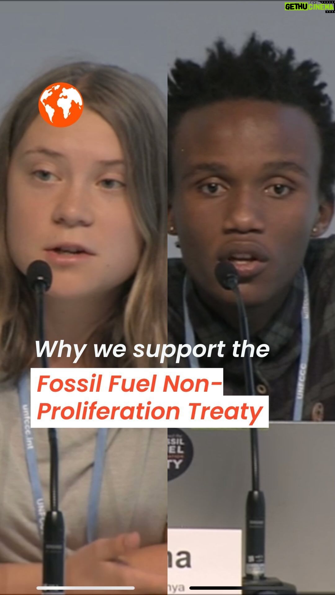 Greta Thunberg Instagram - Why should you support the #FossilFuelTreaty? Hear it straight from climate justice activists @ericdnjuguna from Kenya and @gretathunberg from Sweden during the #BonnClimateConference. We cannot afford any more delay. We need everything, everywhere, all at once to ensure a fast, fair and funded transition away from coal, oil and gas. Endorse the #FossilFuelTreaty now. π fossilfueltreaty.org