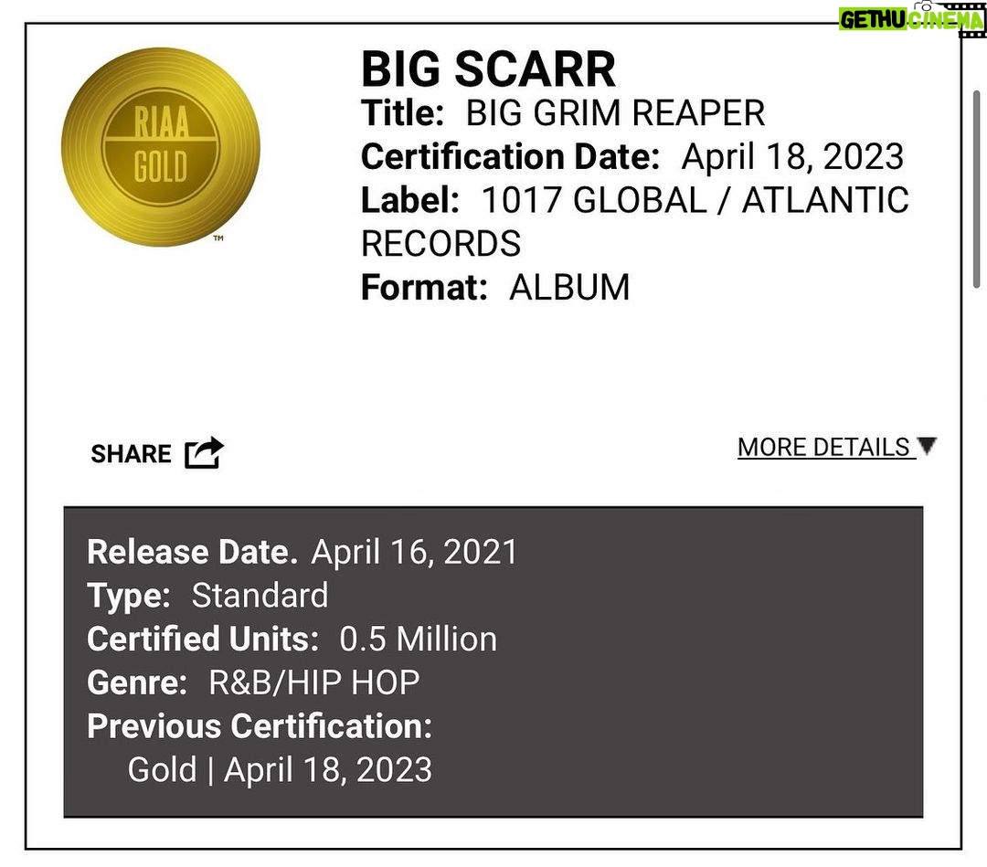 Gucci Mane Instagram - Long Live The Legend BigScarr wish you could be here to celebrate and see your first mixtape go Gold! It’s not many artist can say they did that out the gate! Always believed in you and will always miss you #TheSecretWeapon 🏆