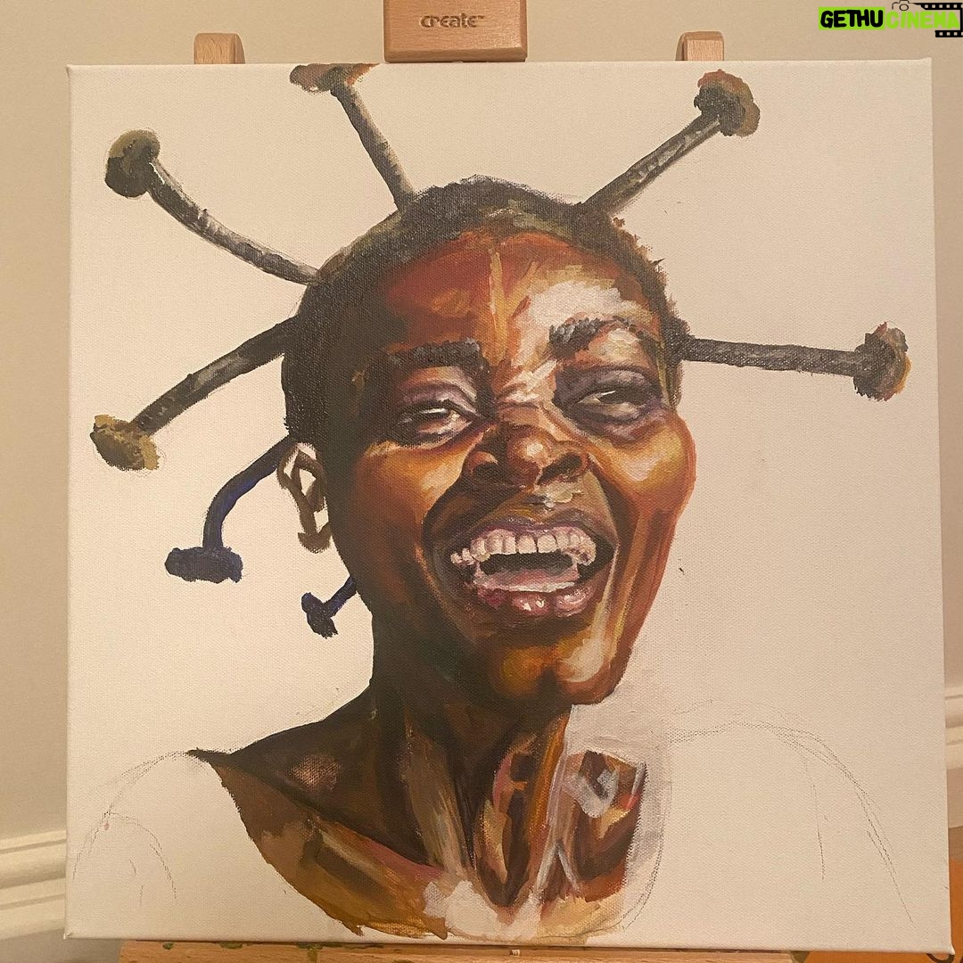 Gugu Mbatha-Raw Instagram - An honour to paint the pure joy of Veronique, a woman I met on my recent trip to DRC. ✨ I heard a lot of heartbreaking stories during my visit with @refugees but also witnessed moments of deep joy, resilience and triumph, made all the more poignant because of the pain experienced along the way. In this moment, Vero, as she introduced herself, was celebrating her new home. After years of displacement and time in Angola as a refugee, Vero, who had been identified as especially vulnerable, was finally moving from a temporary settlement to new housing shelter project with her 4 children. I had the honour of handing over the keys! There has been a lot to process about this trip. Painting has helped. Vero’s spirit reminded me to be grateful for a home and how precious it is to have shelter, something many displaced people in DRC desperately need. See link in bio for ways you can support someone like Veronique and her family. ❤️ #joy #art #home Democratic Republic of the Congo