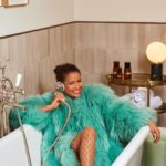 Gugu Mbatha-Raw Instagram - There’s no place like @sohohome ! 👠✨👠 Thank you @sohohouse for letting me play on the furniture at your new Studio! Also for keeping me topped up with espresso and sunflowers to beat the jet-lag!🌻 Great talking about Art and design, freedom and self-expression, “I wasn't a “pretty little girl, I had short, bobbly hair and looked like a boy until I was six. And I feel thankful in a way. I was never the kind of child who therefore had a value system based on looks. I got my validation from things I’d accomplished and enjoyed. My mum always let me express myself. When I’d take over the living room floor with my art projects, she was always very good-natured about allowing me to do that. I realise, in hindsight, that’s not the case for everyone to have that kind of freedom.” #Surface #Art #interiors #design Westbourne Grove