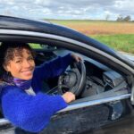 Gugu Mbatha-Raw Instagram - You can take the girl out of The Shire… On the road @audiuk 🙏🏽 (If only you could see my feet in the mud in pic 2…Anything for a #PowerPose 😂) #shropshirelass #ad Middle of Nowhere