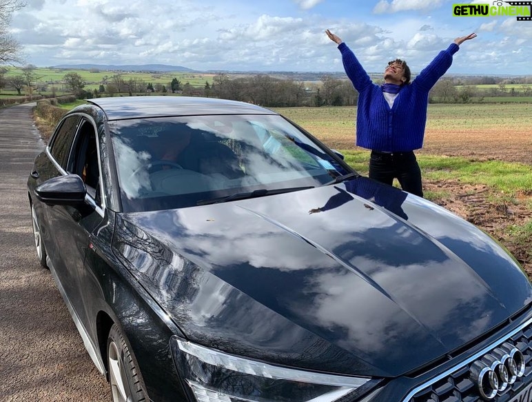 Gugu Mbatha-Raw Instagram - You can take the girl out of The Shire… On the road @audiuk 🙏🏽 (If only you could see my feet in the mud in pic 2…Anything for a #PowerPose 😂) #shropshirelass #ad Middle of Nowhere