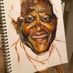 Gugu Mbatha-Raw Instagram – Felt compelled to pick up my paintbrush and capture the Joy of Desmond Tutu. ❤️

Before he joined the church, Desmond Tutu was a teacher and taught my Dad at school during the Apartheid era. My Dad always remembers his charismatic readings of Oliver Twist when they studied Charles Dickens in his South African high school. The power of lively storytelling left a deep impression. 
I’m still learning from Tutu’s words today… here are some of my favourite things he said:

We are made for goodness. We are
made for love. We are made for
friendliness. We are made for
togetherness. We are made for all of
the beautiful things that you and I
know. We are made to tell the world
that there are no outsiders. All are
welcome: black, white, red, yellow,
rich, poor, educated, not educated,
male, female, gay, straight, all, all, all
We all belong to this family, this
human family, God’s family.

We were made to enjoy music, to enjoy
beautiful sunsets, to enjoy looking at
the billows of the sea and to be thrilled
with a rose that is bedecked with
dew. Human beings are actually
created for the transcendent, for the
sublime, for the beautiful, for the
truthful.… and all of us are given the
task of trying to make this world a
little more hospitable to these
beautiful things. 

If you are neutral in situations of injustice, you have chosen the side of the oppressor.

Discovering more joy does not, save us from the inevitability of hardship and heartbreak. In fact, we may cry more easily, but we will laugh more easily too. 
Perhaps we are just more alive.
Yet as we discover more joy, we can
face suffering in a way that ennobles
rather than embitters. We have
hardship without becoming hard. We
have heartbreaks without being
broken.

Transformation begins in you,
wherever you are, whatever has
happened, however you are suffering.
Transformation is always possible. We
do not heal in isolation. When we
reach out and connect with one
another-when we tell the story, name
the hurt, grant forgiveness, and renew
or release the relationship-our
suffering begins to transform. 

 🦋 

#desmondtutu #joy #art #transformation