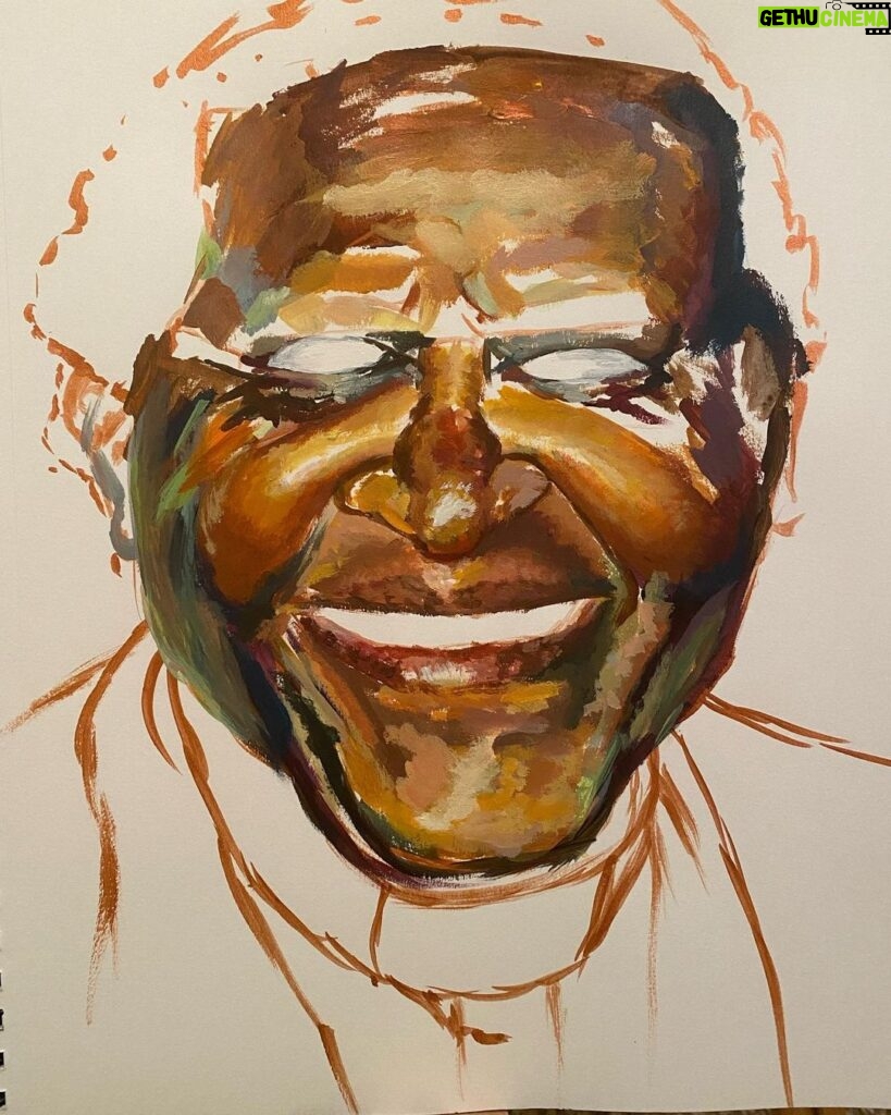 Gugu Mbatha-Raw Instagram - Felt compelled to pick up my paintbrush and capture the Joy of Desmond Tutu. ❤️ Before he joined the church, Desmond Tutu was a teacher and taught my Dad at school during the Apartheid era. My Dad always remembers his charismatic readings of Oliver Twist when they studied Charles Dickens in his South African high school. The power of lively storytelling left a deep impression. I’m still learning from Tutu’s words today… here are some of my favourite things he said: We are made for goodness. We are made for love. We are made for friendliness. We are made for togetherness. We are made for all of the beautiful things that you and I know. We are made to tell the world that there are no outsiders. All are welcome: black, white, red, yellow, rich, poor, educated, not educated, male, female, gay, straight, all, all, all We all belong to this family, this human family, God's family. We were made to enjoy music, to enjoy beautiful sunsets, to enjoy looking at the billows of the sea and to be thrilled with a rose that is bedecked with dew. Human beings are actually created for the transcendent, for the sublime, for the beautiful, for the truthful.… and all of us are given the task of trying to make this world a little more hospitable to these beautiful things. If you are neutral in situations of injustice, you have chosen the side of the oppressor. Discovering more joy does not, save us from the inevitability of hardship and heartbreak. In fact, we may cry more easily, but we will laugh more easily too. Perhaps we are just more alive. Yet as we discover more joy, we can face suffering in a way that ennobles rather than embitters. We have hardship without becoming hard. We have heartbreaks without being broken. Transformation begins in you, wherever you are, whatever has happened, however you are suffering. Transformation is always possible. We do not heal in isolation. When we reach out and connect with one another-when we tell the story, name the hurt, grant forgiveness, and renew or release the relationship-our suffering begins to transform. 🦋 #desmondtutu #joy #art #transformation