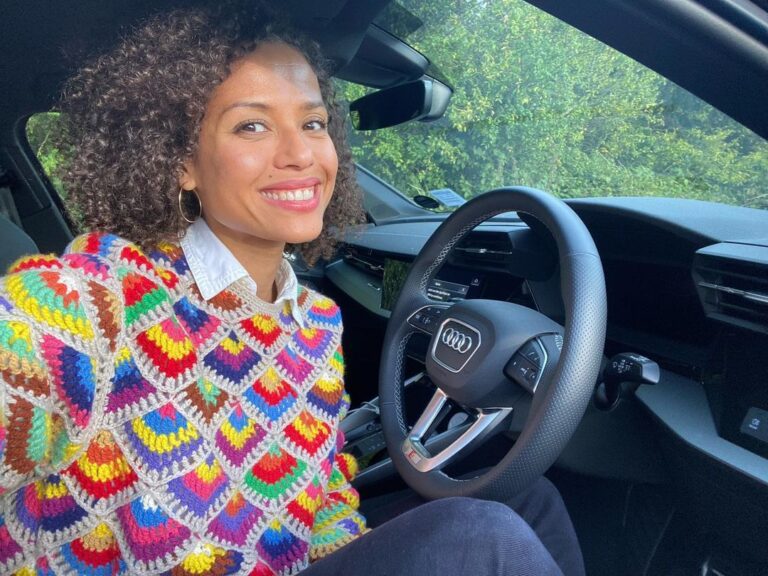 Gugu Mbatha-Raw Instagram - Sweater weather! 🌈 🌈🌈 Driving into Autumn @audiuk Thank you for the ride! #ad #grateful