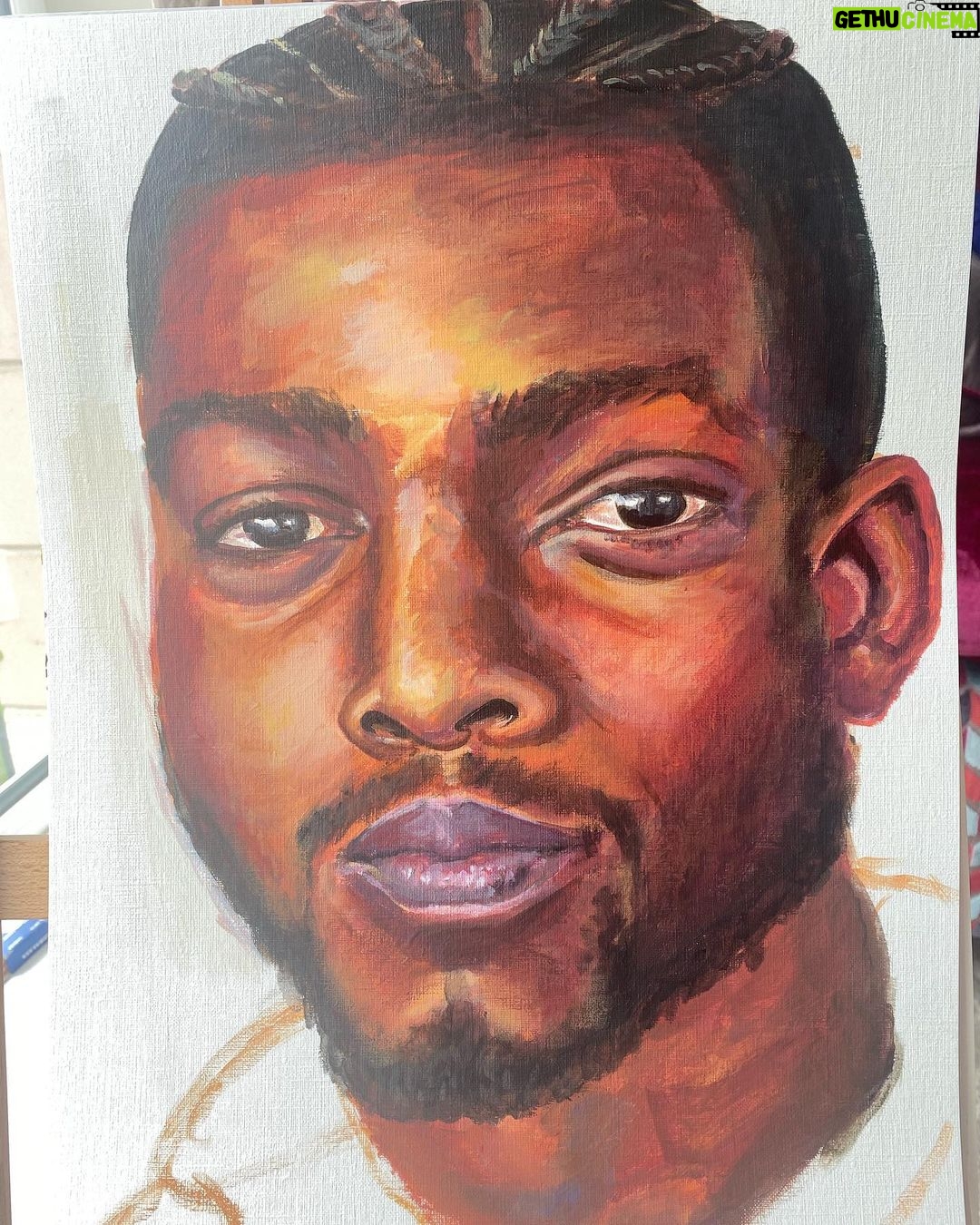 Gugu Mbatha-Raw Instagram - The incomparable Stephan James! 🎨I took a moment to paint @tdotsteph who plays Baden in Surface, when I was recovering from Covid back in June. Thank you @wmag for asking me some Art questions! See link in stories to read a bit more about how I found my process and why painting can be so cathartic. ❤️ #Art