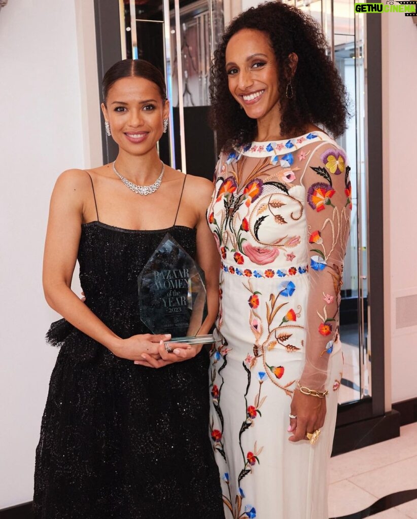 Gugu Mbatha-Raw Instagram - Reflecting on the incredible evening at Harper’s Women of the Year awards. So uplifting to be in the presence of so many inspirational, powerful and joyful women and such an honour to be presented by the brilliant @afuahirsch It was truly humbling to receive the Philanthropy Award, because for me, as a Humanitarian, it is rooted in witnessing the resilience, courage and the strength of spirit of so many other women. Women who may never stand in front of a microphone or have their photo in a magazine. Women who I have met on my travels over the last 5 years as Goodwill Ambassador with UNHCR @refugees These women have entrusted me with their stories, shared some of the most devastating points in their journey, and have compelled me to amplify their voices. This award is dedicated to them ❤ Women of Substance, We Move Forward ✨ Claridge's