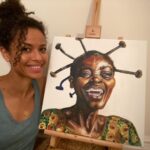 Gugu Mbatha-Raw Instagram - An honour to paint the pure joy of Veronique, a woman I met on my recent trip to DRC. ✨ I heard a lot of heartbreaking stories during my visit with @refugees but also witnessed moments of deep joy, resilience and triumph, made all the more poignant because of the pain experienced along the way. In this moment, Vero, as she introduced herself, was celebrating her new home. After years of displacement and time in Angola as a refugee, Vero, who had been identified as especially vulnerable, was finally moving from a temporary settlement to new housing shelter project with her 4 children. I had the honour of handing over the keys! There has been a lot to process about this trip. Painting has helped. Vero’s spirit reminded me to be grateful for a home and how precious it is to have shelter, something many displaced people in DRC desperately need. See link in bio for ways you can support someone like Veronique and her family. ❤️ #joy #art #home Democratic Republic of the Congo
