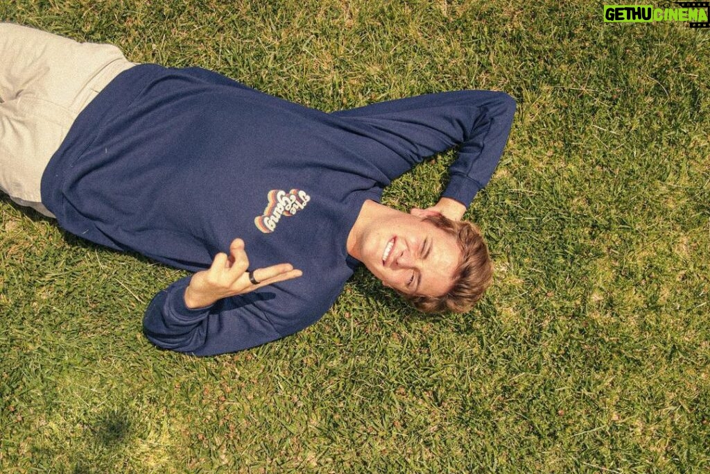 Gus De St. Jeor Instagram - not gonna lie, this grass was FREAKING itchy! Last time I do this for a merch shoot