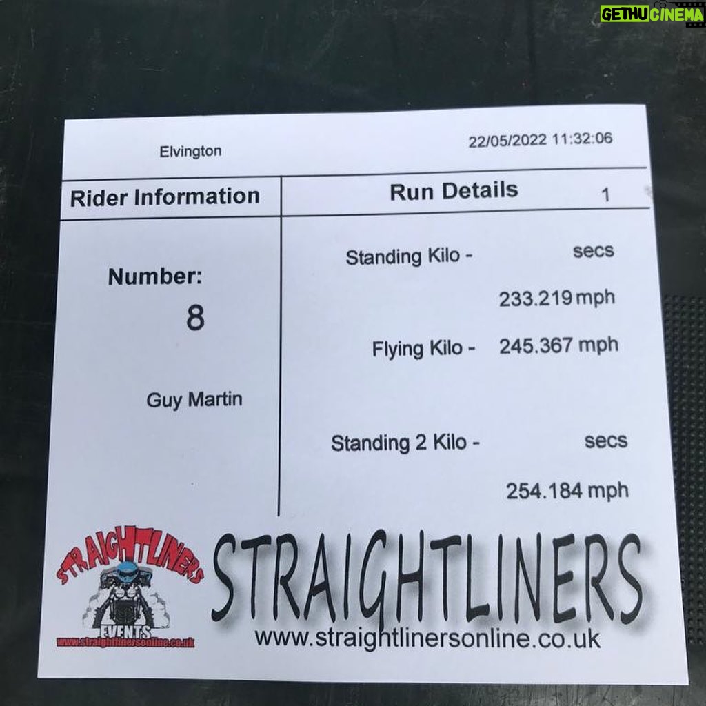 Guy Martin Instagram - Good run out on the Hayabusa yesterday at @straightliners_events. Topped the time sheet on Sunday, with a top speed of only 254mph. Time to change tactic! Watch this space. Ta to Pete and Martin for being top lads. More tea vicar! #guymartin #project300