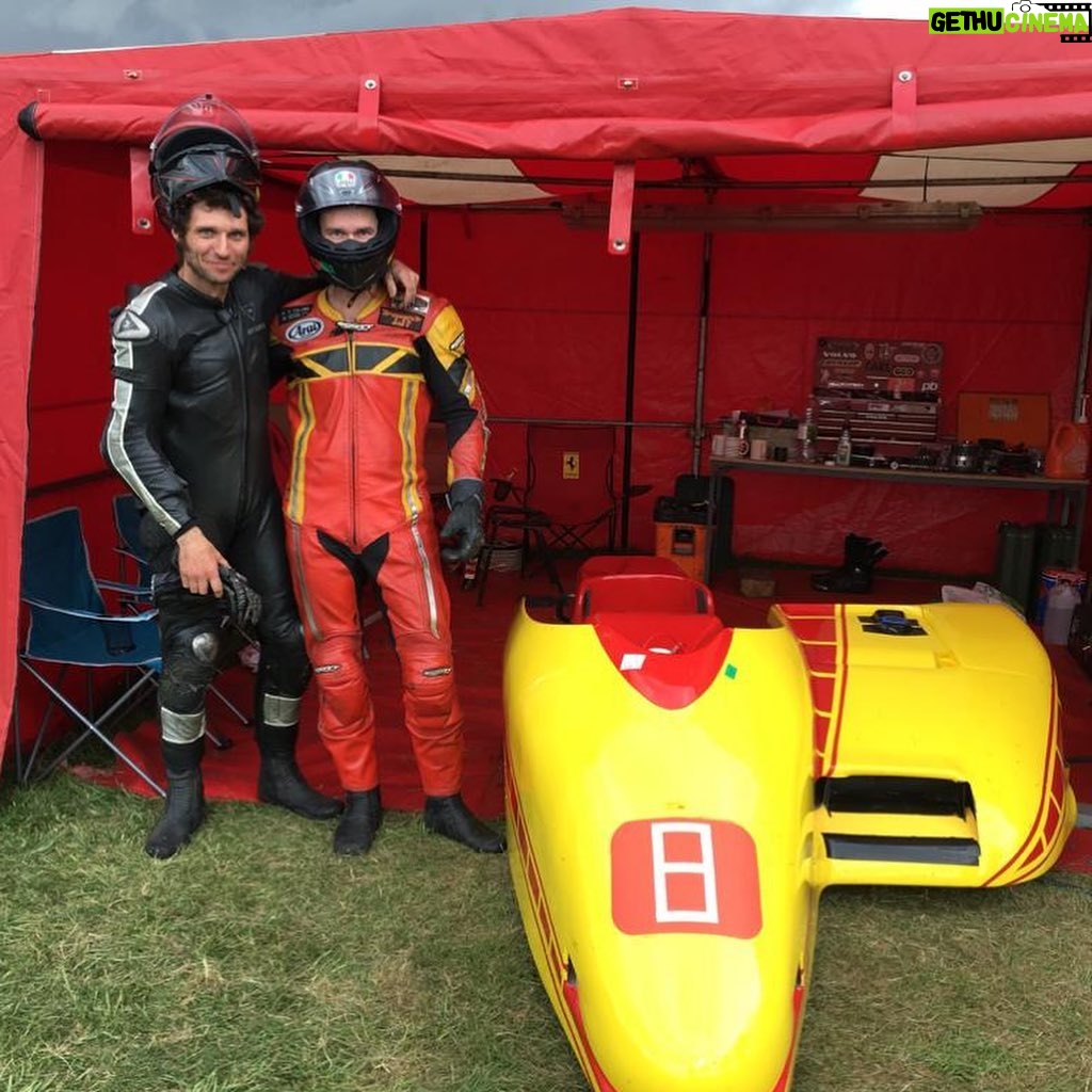 Guy Martin Instagram - Cheers to our good mate Fenners… @carlfenwickracing at C.R. Fenwick Commercials for giving Guy the opportunity to chair for him this weekend at the The International Sidecar Revival at @cadwellpark_msv A few mechanical issues, some spins and Guy taking a bit of a dismount kept them busy. #newcareer? #takeeveryopportunity #guymartin #agv #dainese #guymartinofficial photos by Alan Shand and Malcom Shorter