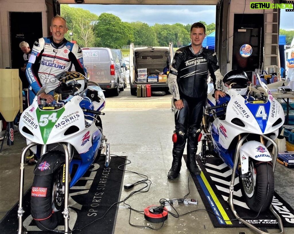Guy Martin Instagram - Last weekend Team Lincs Classic Suzuki went down to Brands Hatch for the European Endurance Cup. Guy and Ash Thompson were on the GSXR1000K1 and TLCS new team rider (ex-GP winner) Alan Carter with regular boy Richard 'Steady' Steadman on the GSXR750K1. full Race report can be found on the Team Lincs Classic Suzuki Facebook page. Many thanks to all those involved especially Ash and Steady for some serious last-minute grafting on the bike build. To Dave Creasy and Rob Tucker for excellent pit-boards throughout the race with the help of Nick and Steve from team AC. Thanks to Sharon from Team Guy for stepping in and stepping up as Crew chief. Tracy from Team Alan for the superb cakes, and Jez, Butch and Paul for great work behind the scenes. Big thanks to Pete for making it happen. A very special thanks to the following for their help and support along the way from @morrislubricantsuk, Dunlop tyres, Marvic wheels, Crowe Performance, Signs Express Lincoln. As a team the craic was on point and as always we walk away with some great memories and more importantly some lessons learned. The EEC is a great series with an incredible paddock, and we hope it won't be long before we join them again on the track. #dainese #agv #guymartinofficial #guymartin Brands Hatch Circuit, Fawkham, Kent