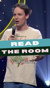 Guy Montgomery Instagram - 🤼‍♂️ Trying and failing to get the right crowd in 🫨 You can watch me read the room tonight on Last Laughs - a beautiful taping of the final gig of @nzcomedyfestival 2023 - at 8:30PM on @threenewzealand . For reasons that are unknown to me this joke did not make the broadcast