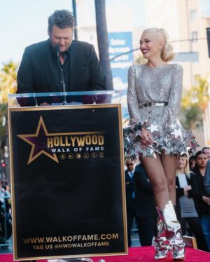 Gwen Stefani Instagram - what a dream !! thank u SO much @hwdwalkoffame + @warnerbrostv + Irving Azoff, Jimmy Iovine, and of course, @blakeshelton 🤍🙏 who would have thought this girl from Anaheim would have her own star on the Hollywood Walk of Fame 🌟 thank u for walking this journey with me, singing with me all these years … i love u !!! Gx 

Photos 1-7: @warnerbrostv