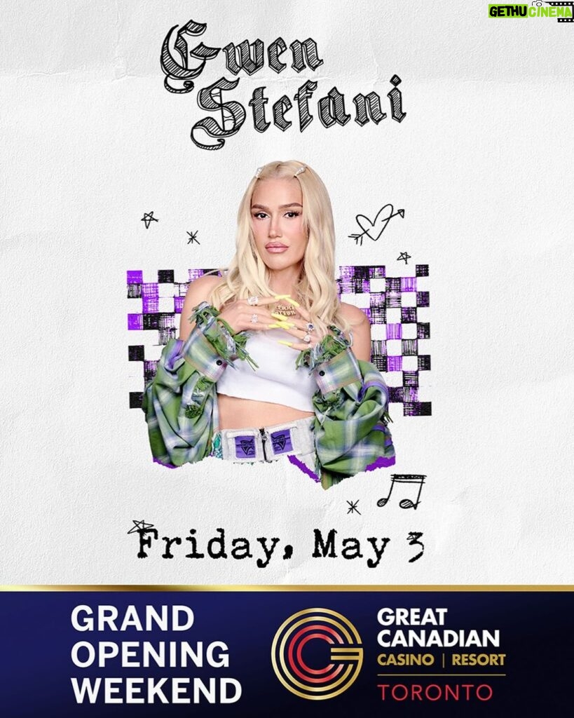 Gwen Stefani Instagram - TORONTO !! i can’t wait to sing with u at the grand opening of @greatcanadiantoronto on May 3, 2024 ✨🥰 see u there !! gx
