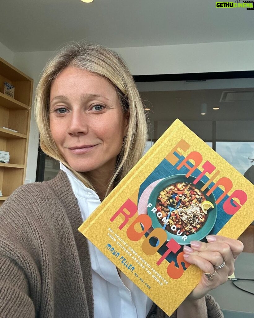 Gwyneth Paltrow Instagram - I’ve read a lot of cookbooks. I will read a cookbook like a novel. But I’ve never come across a cookbook quite like @MayaFellerrd’s Eating from Our Roots. It combines amazing nutritional information and science with a palpable love of ancient ways of eating from cultures around the world. It’s gorgeous—a 10 out of 10. What an honor for goop Press to publish Maya’s phenomenal book today. I hope you can join Maya and me this Thursday for a (virtual) conversation—she'll be answering your questions in real time, too. Link in bio to get your ticket.