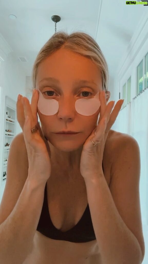 Gwyneth Paltrow Instagram - No matter which way you wear them, they are the best I’ve ever tried @goop eye masks👁️
