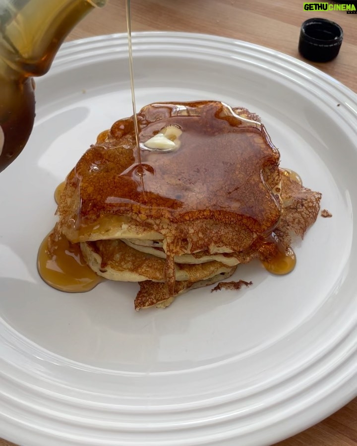 Gwyneth Paltrow Instagram - Today I went with a #paleo crepe (this is pre fried eggs) for the#boyfriend breakfast and then went for Bruce Paltrow’s World Famous Pancakes for the other man in my life who is probably soon to be someone’s boyfriend any minute