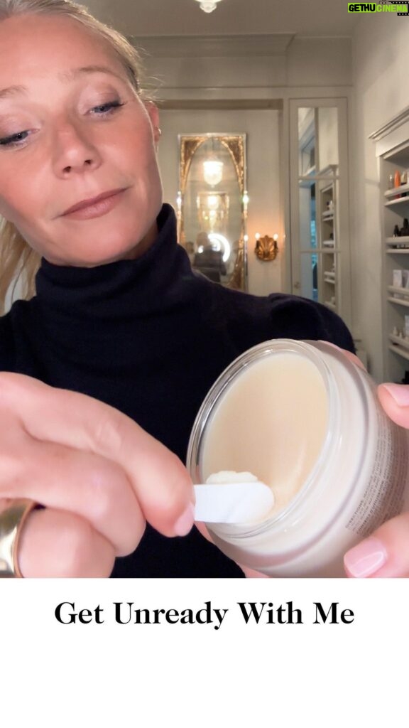 Gwyneth Paltrow Instagram - The first thing I do when I get home is get “unready,” or, in other words, remove every last bit of makeup (ideally very quickly, and without much effort). Which is why I’m completely obsessed with our new cleansing balm: it melts into an oil, then a milk that feels so good on your skin. The clean formula takes everything off, dissolving sunscreen, eye makeup and impurities, and leaves your skin looking dewy-fresh and moisturized. No stripping, no residue. It officially launches tomorrow, but you can shop it early at the link in my bio. I hope you love it as much as I do.