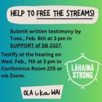 Hāwane Rios Instagram - amplifying from @officiallahainastrong 🚨 URGENT 🚨 For too long already the powerful have played politics with Hawaiʻi’s freshwater resources. The interests of private water purveyors, real estate speculators, and the US military dictate water policy behind the scenes. That is why many of our streams run dry, kalo farmers struggle, wildfires are rampant, and jet fuel lingers in the water. But today we have an opportunity to get the politics out of our water policy by supporting SB3327 to separate the Water Commission from the Department of Land and Natural Resources. In the aftermath of the Lahaina fires in August, those that benefit from plantation disaster capitalism made bold moves to solidify control of freshwater resources in Maui Komohana. The Governor suspended the Water Code, creating a free-for-all over freshwater in West Maui. Private water purveyors hoarded more and more water in unlined reservoirs, taking far more water than they are legally allowed or that they could reasonably use, claiming it was needed for fire suppression. Most shockingly, the Director of the Department of Land and Natural Resources folded to pressure from these private companies and removed the deputy director of the Water Commission on false allegations that he did not allow stream water to be used to fight the Lahaina wildfires. Now, we have an opportunity to liberate Hawaiʻi’s water policies from the corrupting influences of money and politics. SB3327 aims to improve implementation of the state Water Code by shielding the Water Commission’s staff and volunteer board from the influences of interests unrelated to upholding the public trust doctrine, and the proper management of surface and ground water resources for the benefit of all people. This bill converts the Water Commission’s deputy director into an executive director, reinforces the Public Trust Doctrine, and empowers the Commission with independent legal counsel and control over its budget. The time is now! Submit written testimony at capitol.hawaii.gov by Tuesday afternoon at 3:00pm. 🚨