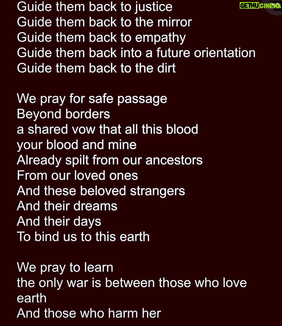 Hāwane Rios Instagram - sharing prayers for palesetina from @adriennemareebrown “for today’s prayer circle this was my outline. more words came but you are also welcome to use and amplify this prayer. i was so moved by each prayer AND the awareness that we pray to guide, direct and fortify our actions.” lele wale ka pule a he leo wale nō ā