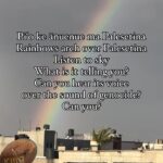 Hāwane Rios Instagram – Pi‘o ke ānuenue ma Gaza, Palesetina
Rainbows arch over Gaza 
Listen to sky
What is it telling you?
Can you hear its voice 
over the sound of genocide?
Can you?

Ceasefire now
4 months of this horror and massacre 
Of INNOCENT CIVILIANS

Do you love the sight of rainbows over the land you love?
What makes so many people of the world think that the people of Gaza do not deserve to see rainbows that arch just for them? Rainbows respond to the love of the people of the land. How do I know this? I am of the land and I live my life giving offerings to the goddess of rainbows, Keānuenue, sister of our gods Kāne and Kanaloa. I call upon her now to be with the rainbows over Palestine. To carry our pule of protection and of restitution to the hearts of the people.

I have never called upon her so much in my life.
Ho‘omoea mai ke alaula o ke ala ia e hele ai 
‘O ka pūnohu 
‘O ka ua koko
E iho ē Gaza,Palestine