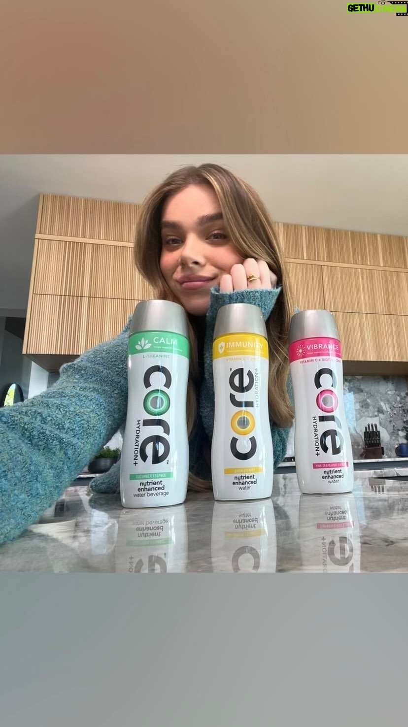 Hailee Steinfeld Instagram - Itโs hereee! Canโt wait to hear how much yโall love @core hydration + ๐๐๐ #welnesswherever #corepartner