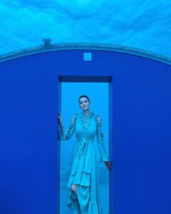 Hanady Mehanna Instagram - Undersea Restaurant off the bucket list 🐠🐙🐳🦈 #conradmaldives #themuraka Ithaa Underwater Restaurant, Maldives