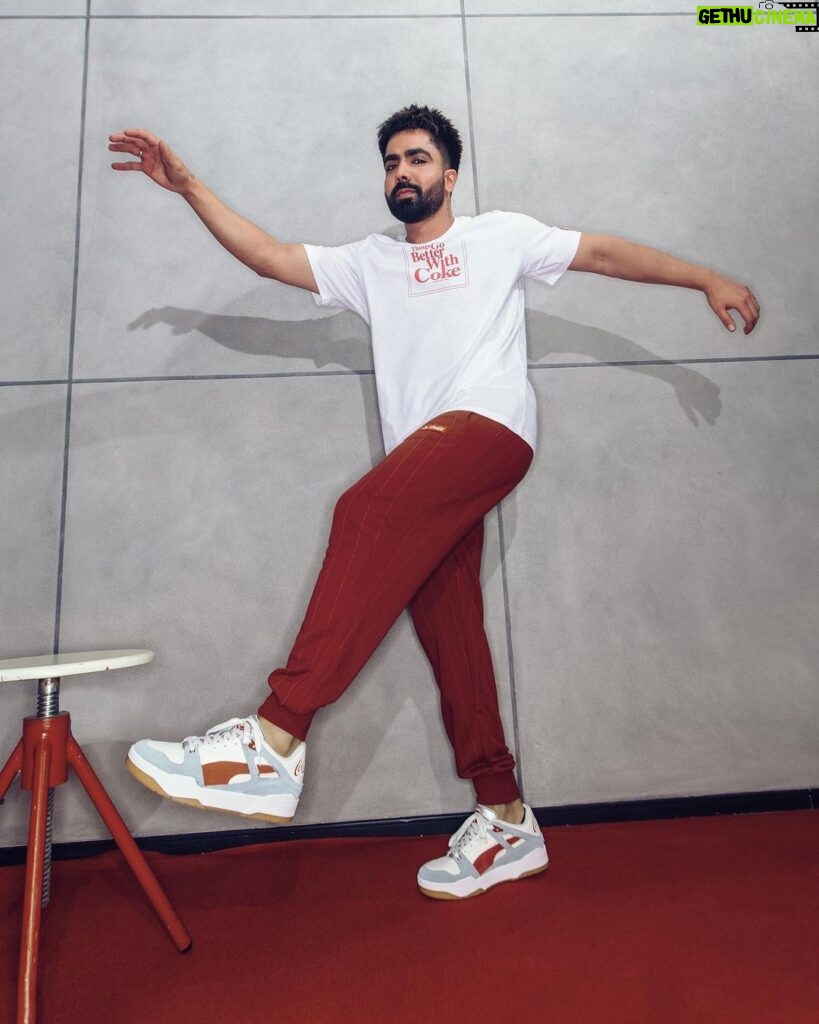 Harrdy Sandhu Instagram - Things go better with Coke 😎🥤 Cop the PUMA x COCA-COLA collab & more new season styles, available on PUMA.com, PUMA app and PUMA Stores. Click the link in bio. @pumaindia