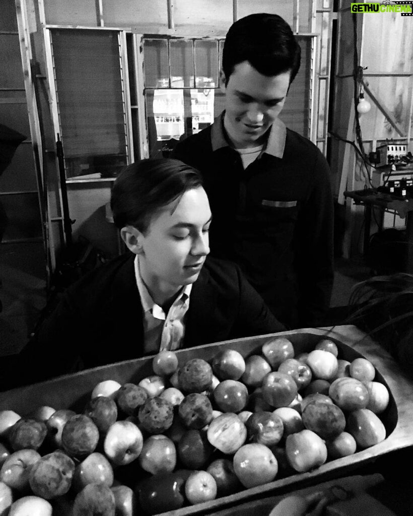 Hayden Byerly Instagram - Love this photo of @kalamaepstein and I being mischievous on set. I just hate his whole black and white aesthetic. Be sure to see The Fosters tonight! Don't worry it's not black and white 😉