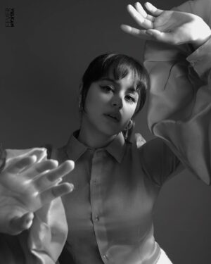 Hayley Orrantia Instagram - this one is titled “funky hands” • @vulkanmag #VulkanFever