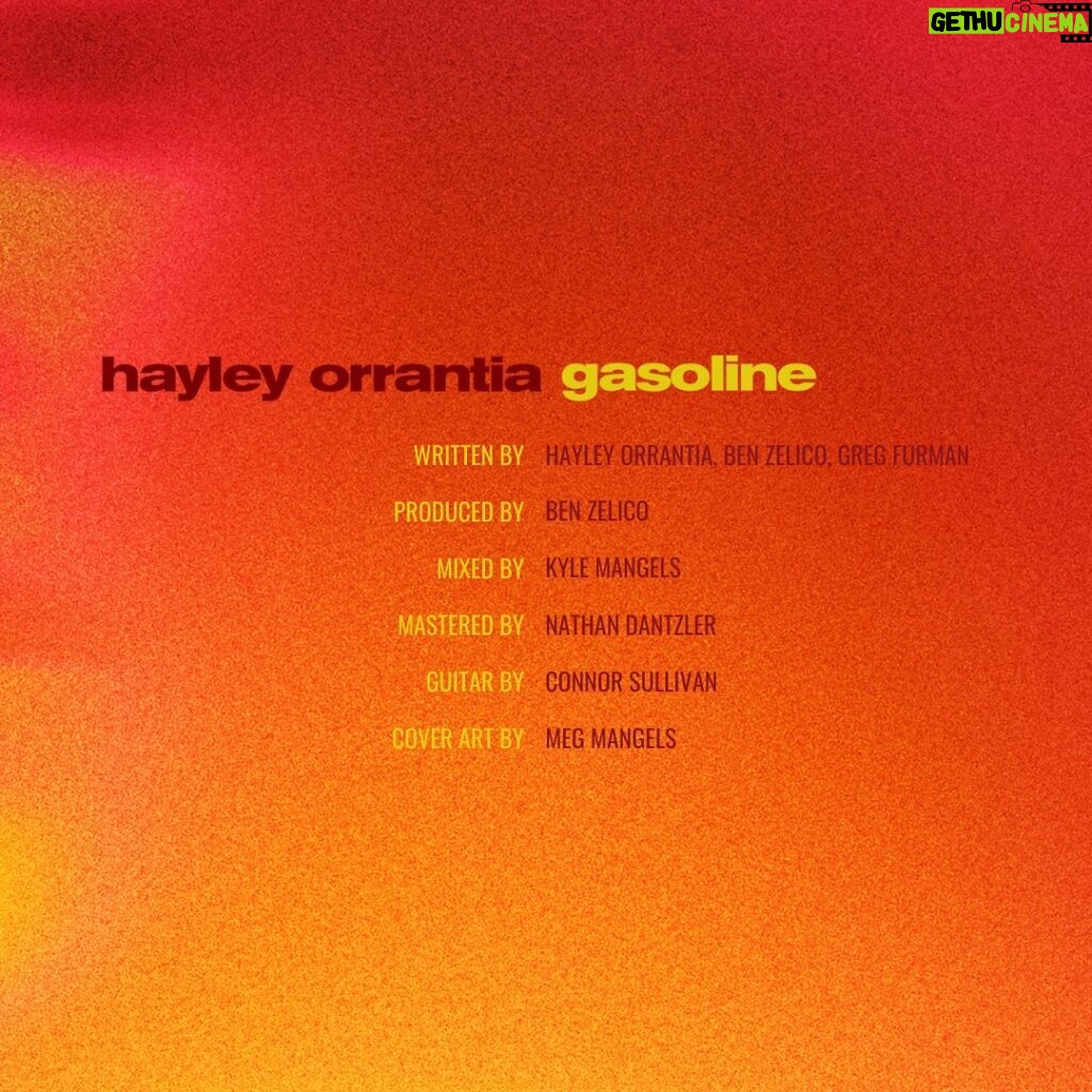 Hayley Orrantia Instagram - gasoline 🔥 out now ❤️ link in bio