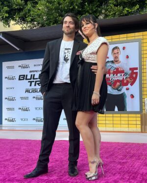 Hayley Orrantia Instagram - the amount of times i gasped during this movie is insane - a must see! @bullettrainmovie 🚇 #BulletTrain 
•
•
•
styling • @stylelvr 
hair • @stuntzbeauty
makeup • @antonmakeup