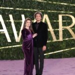 Heba Magdi Instagram - I am lucky to have you always by my side @mohamedmohsensinger From the beautiful day in Riyadh season #joyawards 💜🖤 ______________ Dress @fasateen_boutique Suit @moaaz_el_behairy MUA @hebaalshshtawi Fur @be_my_guest_shopping Jewelry @dimajewellery Bag @massrah_lets_glow