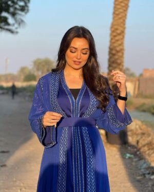 Heba Magdi Instagram - المداح١١١ 💙
______________
Caftan @selhyan 
MUA @ayarady_makeup_artist 
Hairdresser @haythamamin2012