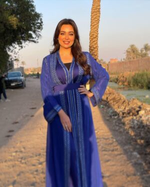 Heba Magdi Instagram - المداح١١١ 💙
______________
Caftan @selhyan 
MUA @ayarady_makeup_artist 
Hairdresser @haythamamin2012