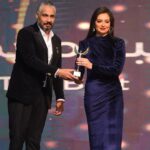 Heba Magdi Instagram - مهرجان الفضائية العربية و جائزة التميز و الابداع عن دور رحاب في مسلسل المداح💙 @dinaelgeddawyofficial @mai_elbahey @glamour.jewellery @mikenassri @barakattexfabrics