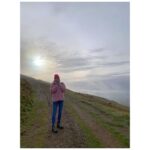 Helen George Instagram - Terrible time being had on tour. Top of the Malvern Hills and the wind was so strong I couldn’t keep my eyes open #mycousinrachel Malvern Theatres