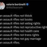 Henny Russell Instagram – Banning assault rifles = more live children.