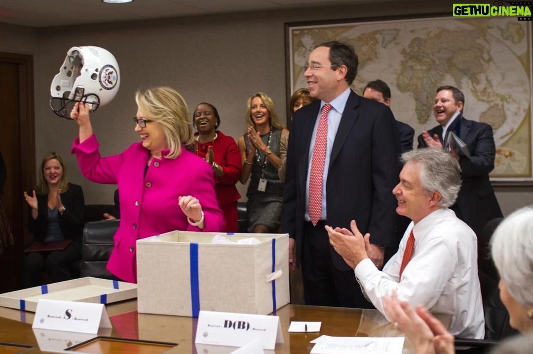 Hillary Clinton Instagram - A State Department #tbt: my team got me a football helmet because Washington is "a contact sport." Photo: MSNBC