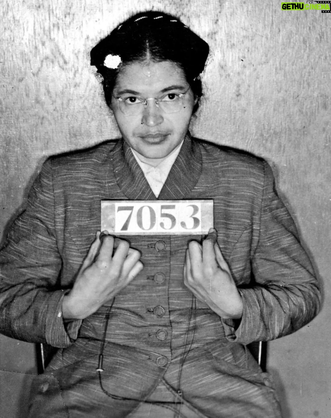 Hillary Clinton Instagram - How did you first learn the story of Rosa Parks, whose birthday was yesterday? Too often, we hear about her refusal to give up her seat on an Alabama bus as a single, inevitable act. It was not. Parks spent years studying the principles of non-violent resistance, informing her political beliefs, and helping to grow a community of activists. Her bus protest was not just an act of courage, but of clear-eyed conviction. It also led to Parks's tireless organizing to keep the Montgomery bus boycott going, and a lifetime of taking action around causes she cared about, often with no recognition and at enormous personal risk. She understood better than anyone that progress takes decades of hard work, persistence, and the courage to keep going. #gutsywomen Photo: Montgomery Sheriff's Office