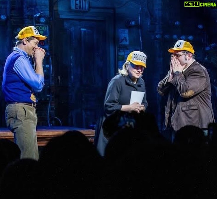 Hillary Clinton Instagram - I was thrilled to exercise my acting chops as a Producer (see hat) on @gutenbergbway last night. Thanks to @andrewrannells and @joshgad for being great scene partners and to the whole team for having me! Next up: @SuffsMusical 🎠Photos: @triciambaron