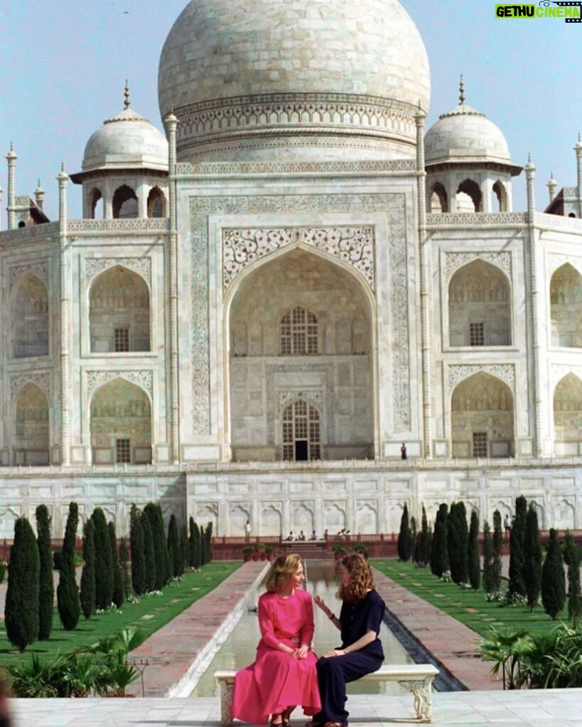 Hillary Clinton Instagram - One of our most special trips together: The Taj Mahal with Chelsea, 1995. #tbt